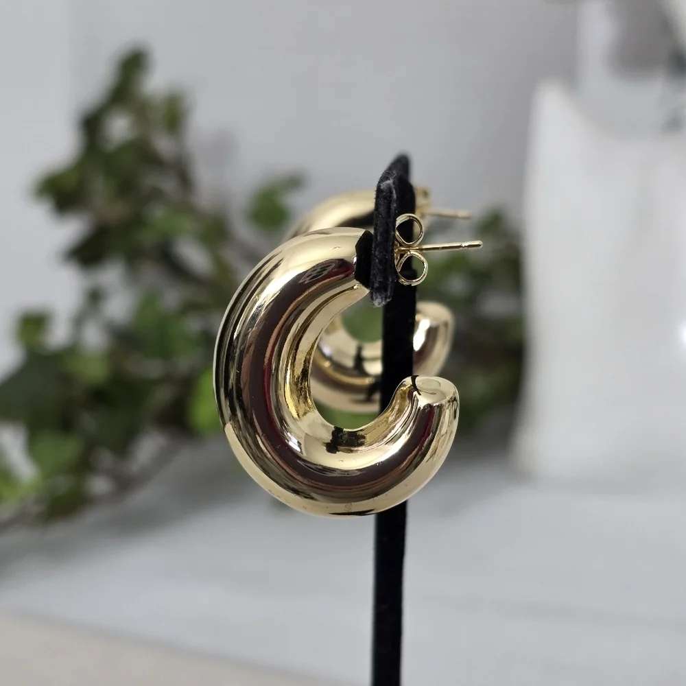 Chunky Gold Filled Open Hoop Earrings